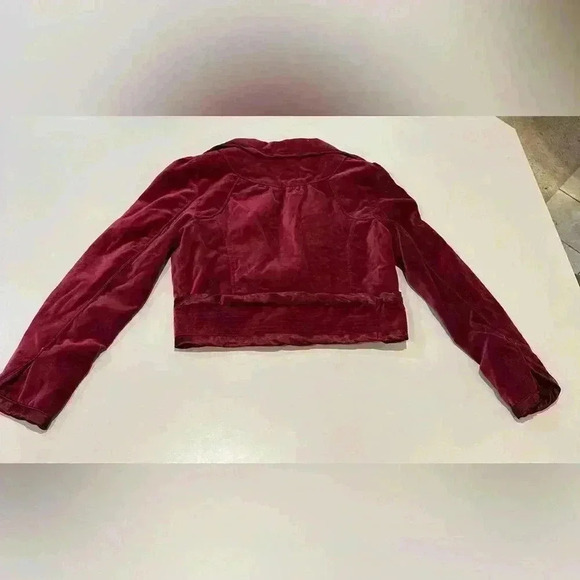 Nelli Burgundy Velvet Cropped Jacket Size Large - Picture 2 of 5